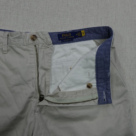 Polo Ralph Lauren Shorts Mens 36 Beige Khaki Chino Mid Rise Relaxed Fit Summer - Picture 9 of 14